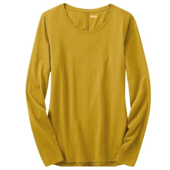 Duluth Trading Co. Women's Lemon Gold Longtail T® Scoopneck Long-Sleeve Top - Picture 1 of 12